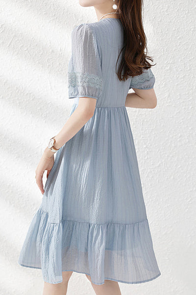Lace Spliced Chiffon Dress