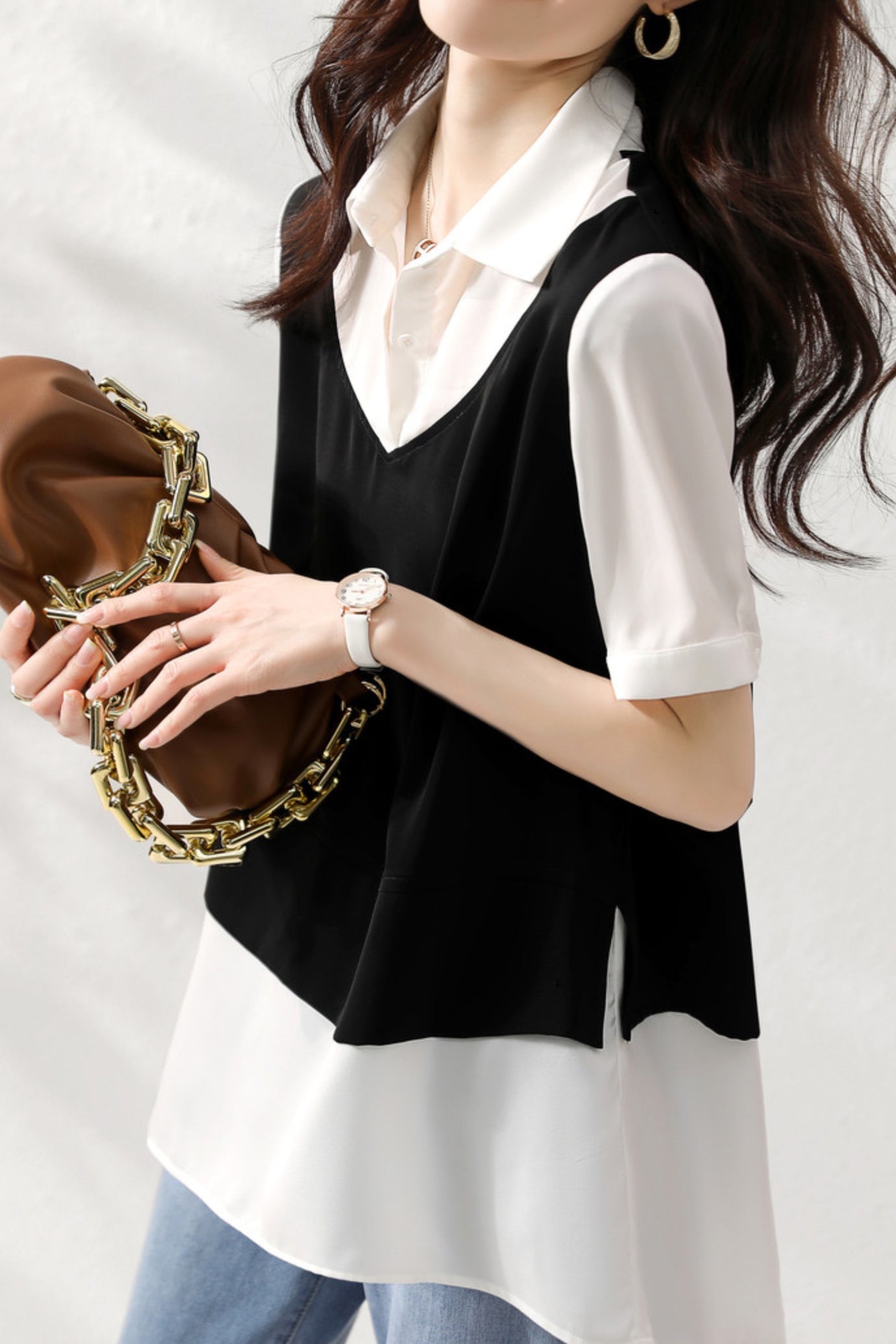 Fashionable Faux Two-Piece Shirt