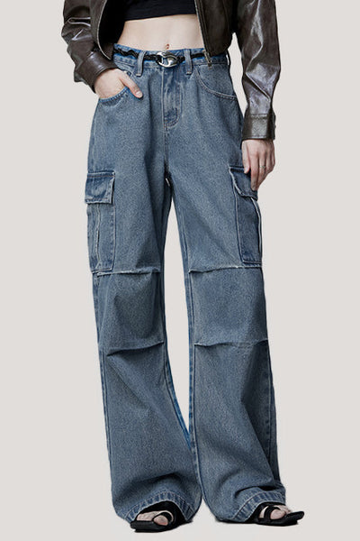 Stylish Denim Wide-leg Pants
