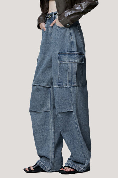 Stylish Denim Wide-leg Pants