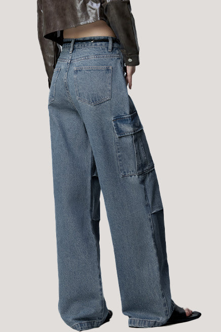 Stylish Denim Wide-leg Pants