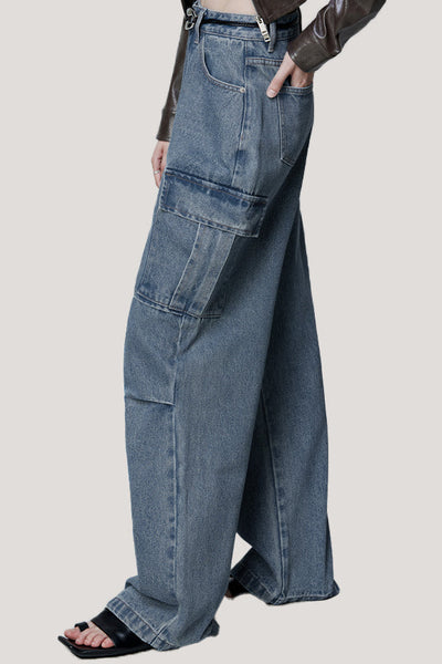 Stylish Denim Wide-leg Pants