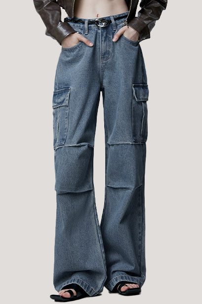 Stylish Denim Wide-leg Pants