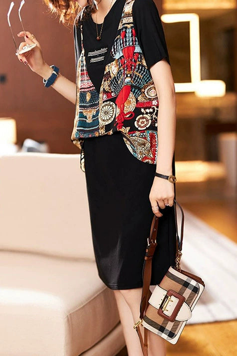 Stylish Fake Two-piece Dress
