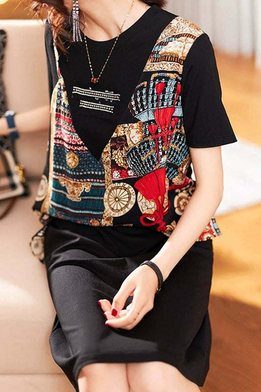 Stylish Fake Two-piece Dress