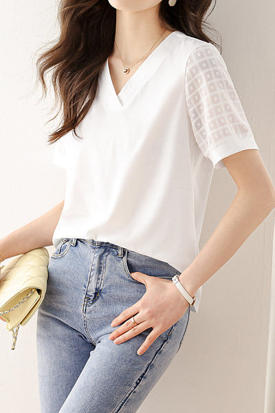 Fashionable V-Neck Short Sleeve