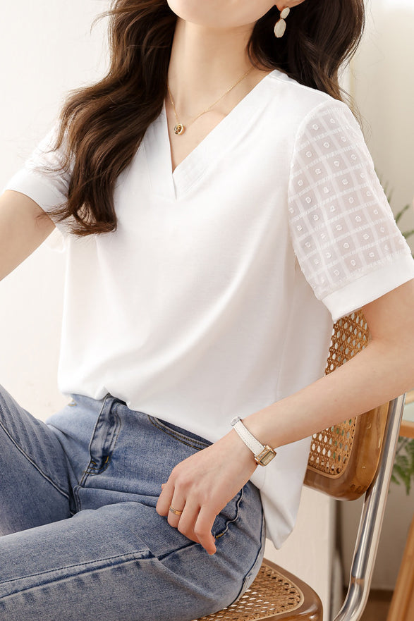 Fashionable V-Neck Short Sleeve