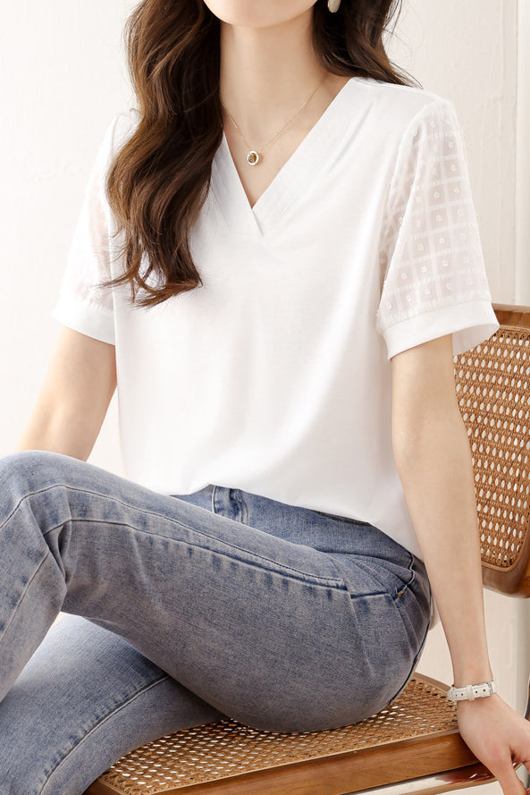 Fashionable V-Neck Short Sleeve