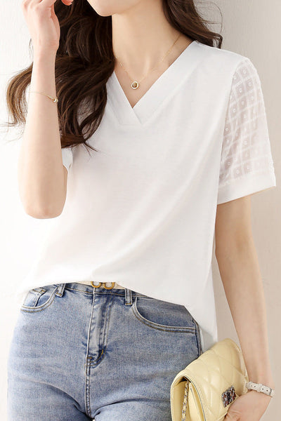 Fashionable V-Neck Short Sleeve