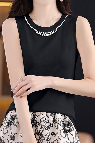 French Round Neck Knit Vest