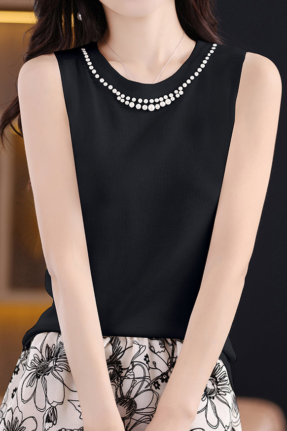 French Round Neck Knit Vest