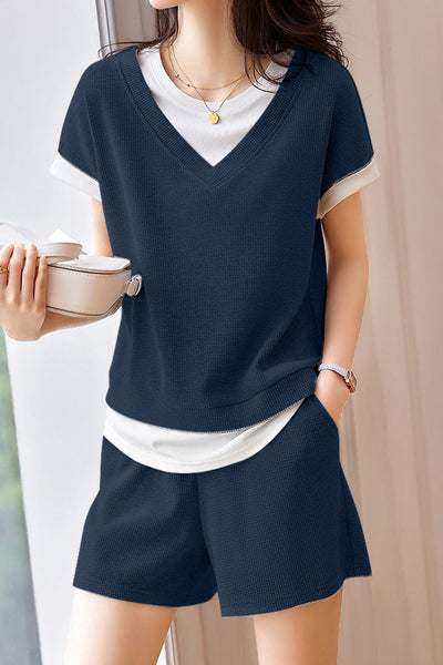 Casual Faux Two-Piece Set