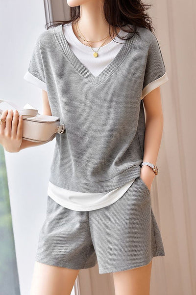 Casual Faux Two-Piece Set