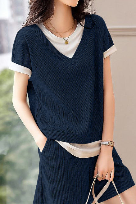 Casual Faux Two-Piece Set