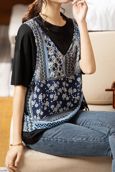 Faux Two-Piece Short Sleeve Top