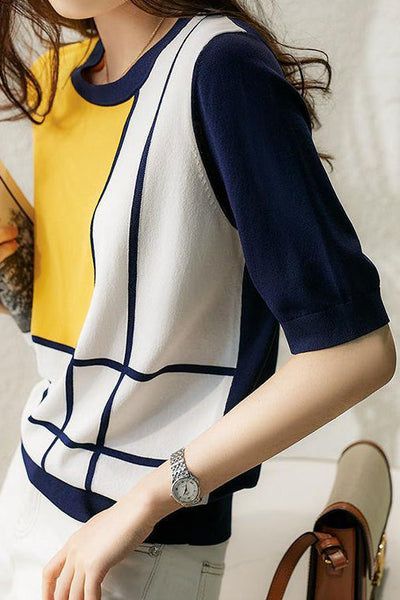 Casual Color Block Knit Sweater