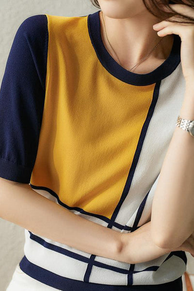 Casual Color Block Knit Sweater
