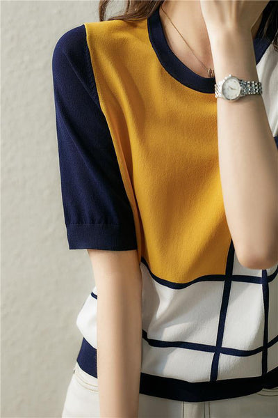 Casual Color Block Knit Sweater