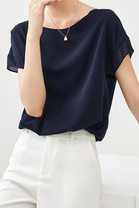 Fashionable Chiffon Short Sleeve Top