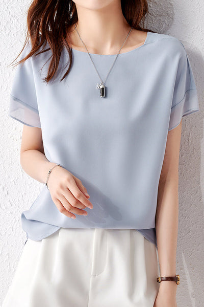 Fashionable Chiffon Short Sleeve Top