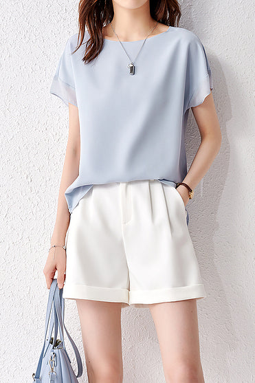Fashionable Chiffon Short Sleeve Top