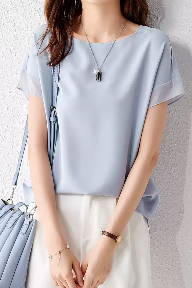 Fashionable Chiffon Short Sleeve Top