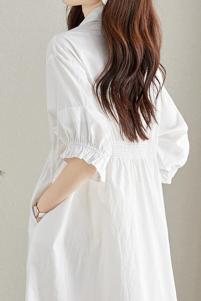 Asymmetrical Pleated Shirt Dress