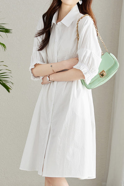 Asymmetrical Pleated Shirt Dress