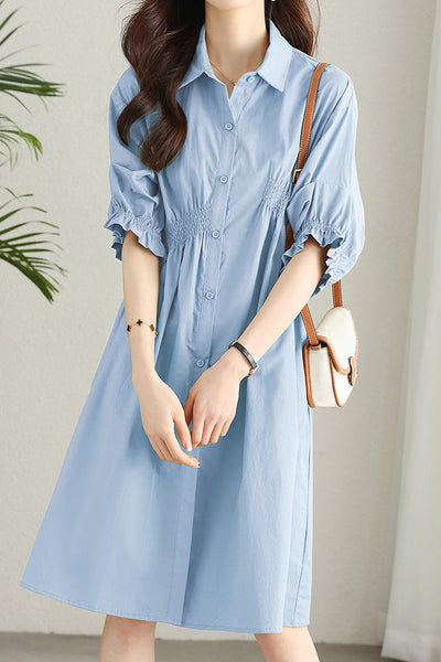Asymmetrical Pleated Shirt Dress