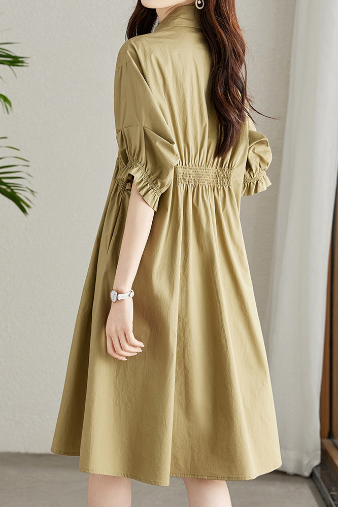 Asymmetrical Pleated Shirt Dress