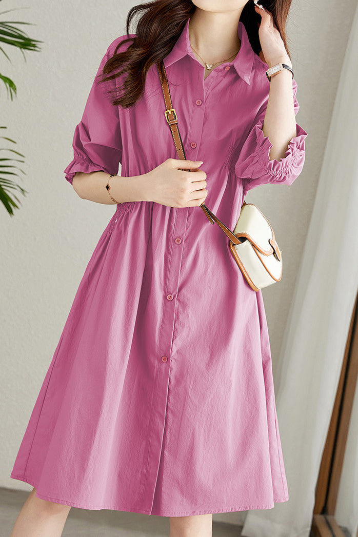 Asymmetrical Pleated Shirt Dress