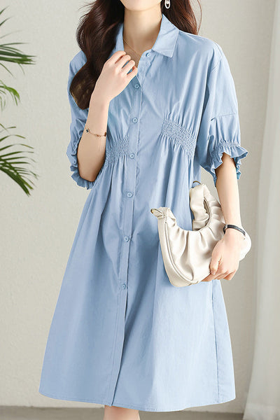 Asymmetrical Pleated Shirt Dress