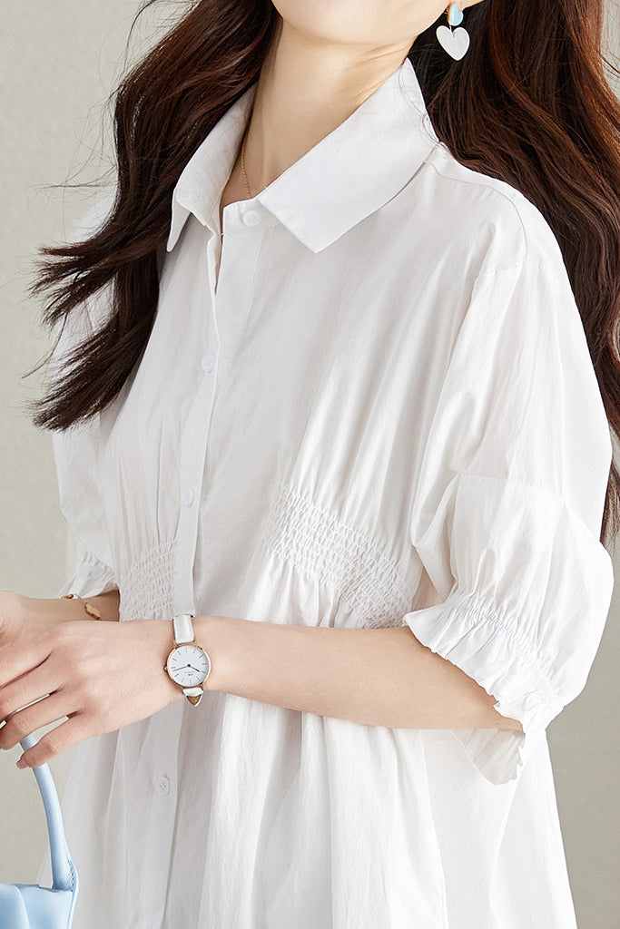 Asymmetrical Pleated Shirt Dress