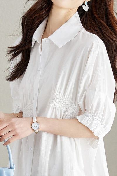 Asymmetrical Pleated Shirt Dress