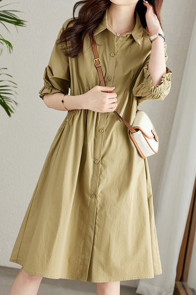 Asymmetrical Pleated Shirt Dress