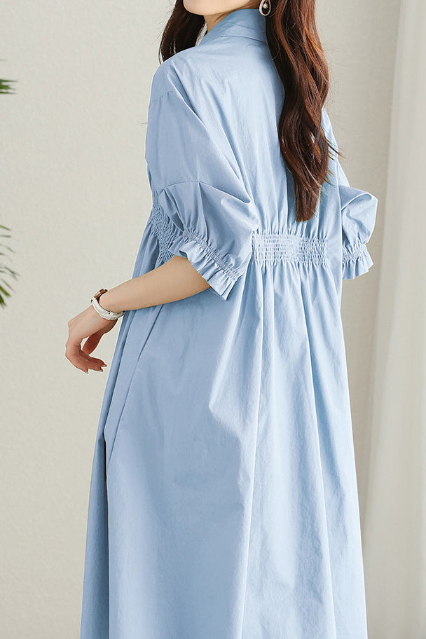 Asymmetrical Pleated Shirt Dress
