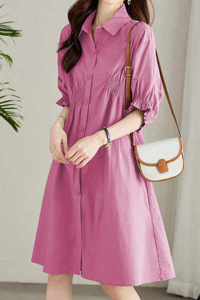 Asymmetrical Pleated Shirt Dress