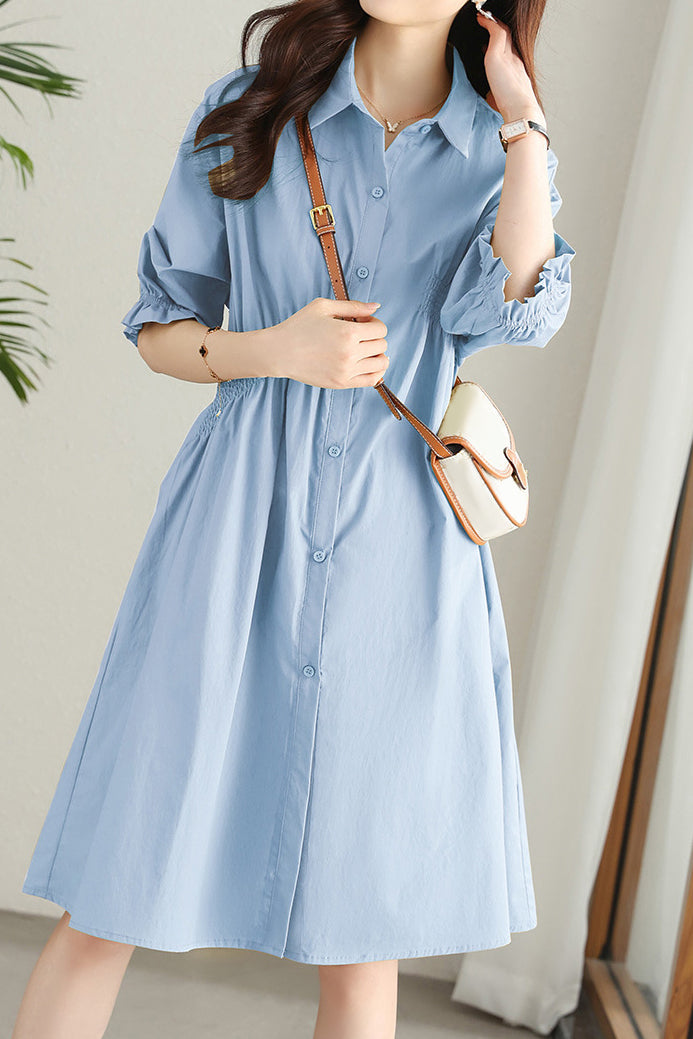 Asymmetrical Pleated Shirt Dress