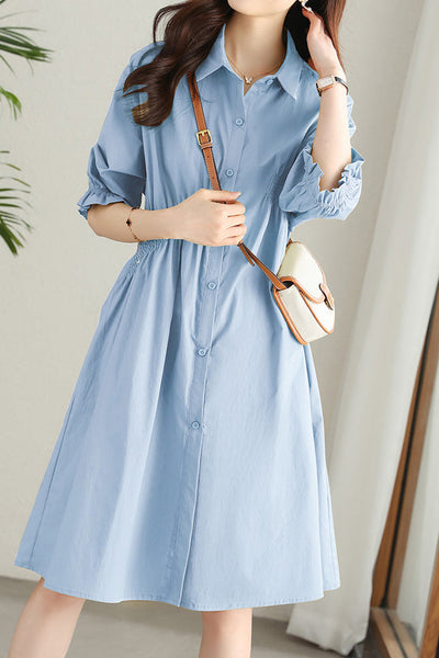 Asymmetrical Pleated Shirt Dress