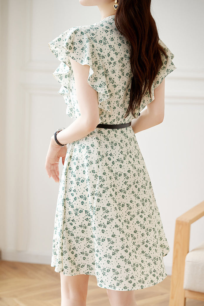 Elegant Ruffled Floral Dress