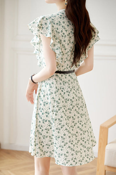 Elegant Ruffled Floral Dress