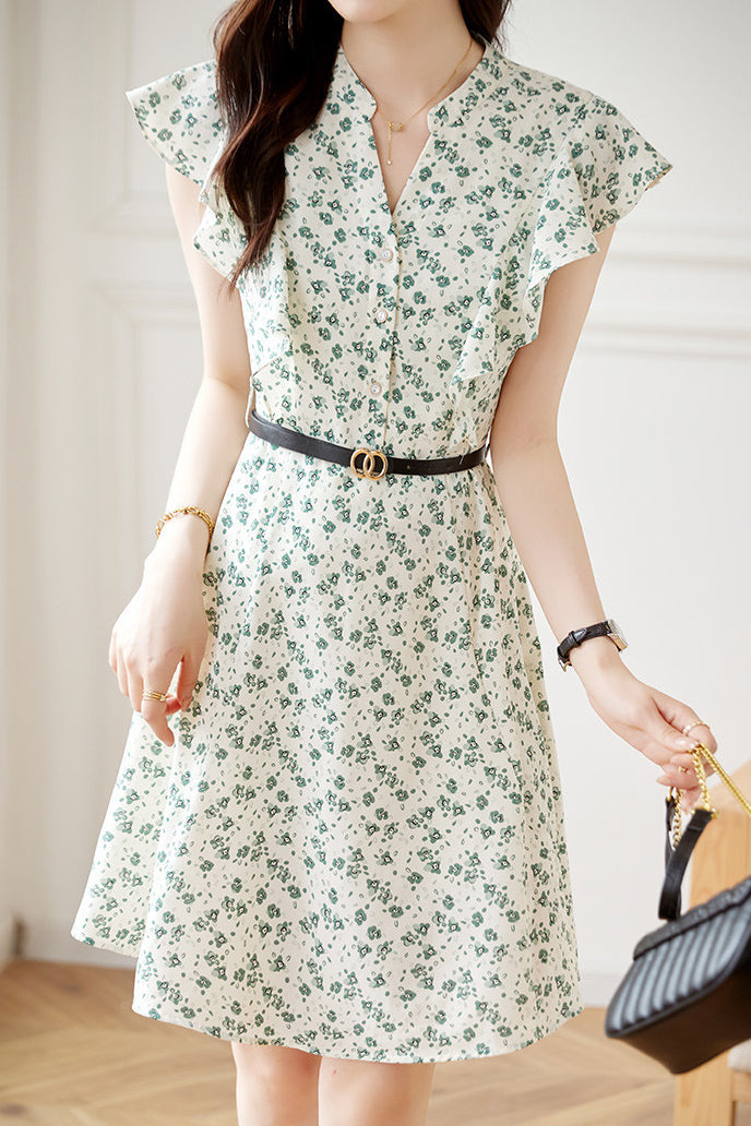 Elegant Ruffled Floral Dress