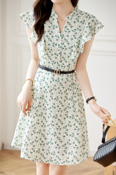 Elegant Ruffled Floral Dress