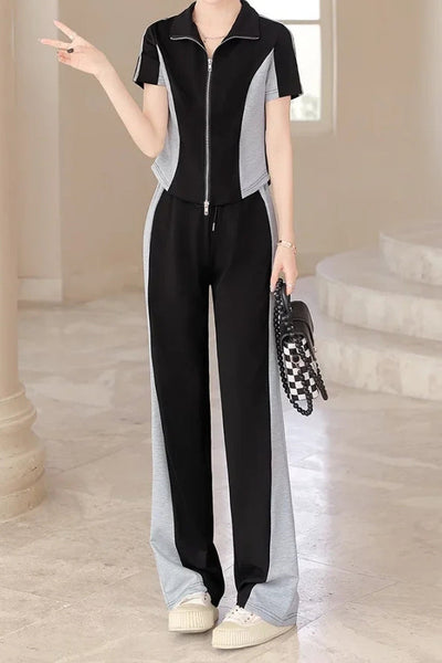 Color-block loose-fitting set
