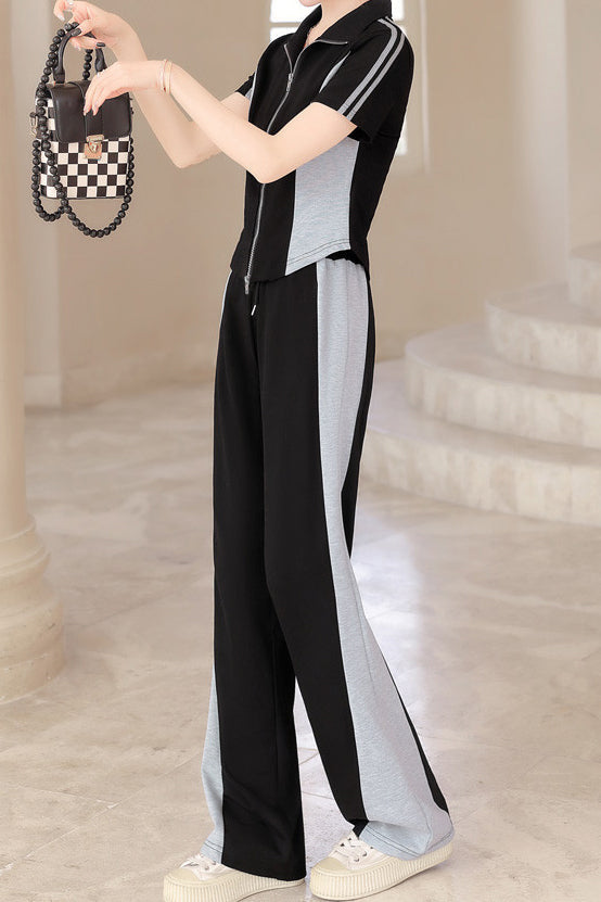 Color-block loose-fitting set