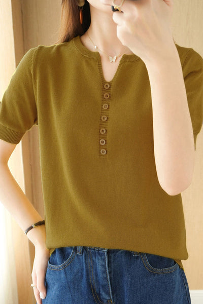 Minimalist Short-Sleeve Knit Top