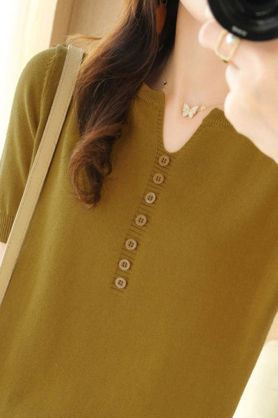 Minimalist Short-Sleeve Knit Top