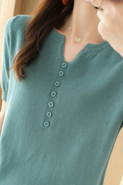 Minimalist Short-Sleeve Knit Top