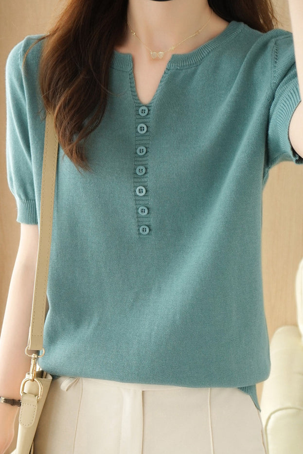 Minimalist Short-Sleeve Knit Top