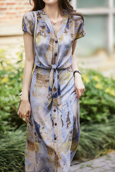 Printed Draped Dress